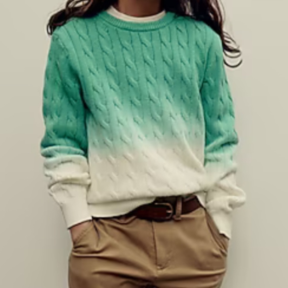 J Crew Crewcuts Kids Sweater Dip Dyed Cable Knit Medium 8 9